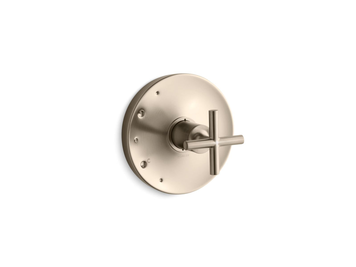 KOHLER K-TS14423-3-BV Purist Rite-Temp Valve Trim With Cross Handle - Vibrant Brushed Bronze