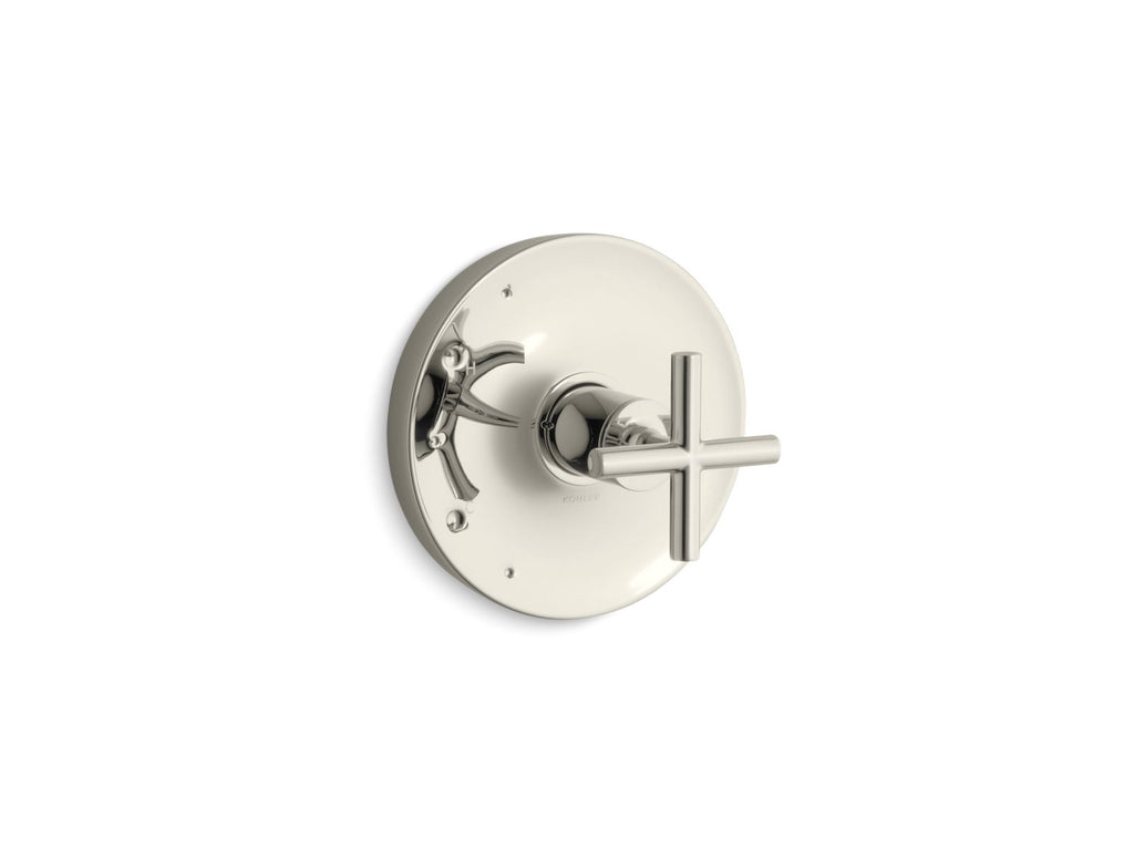 KOHLER K-TS14423-3-SN Purist Rite-Temp Valve Trim With Cross Handle - Vibrant Polished Nickel