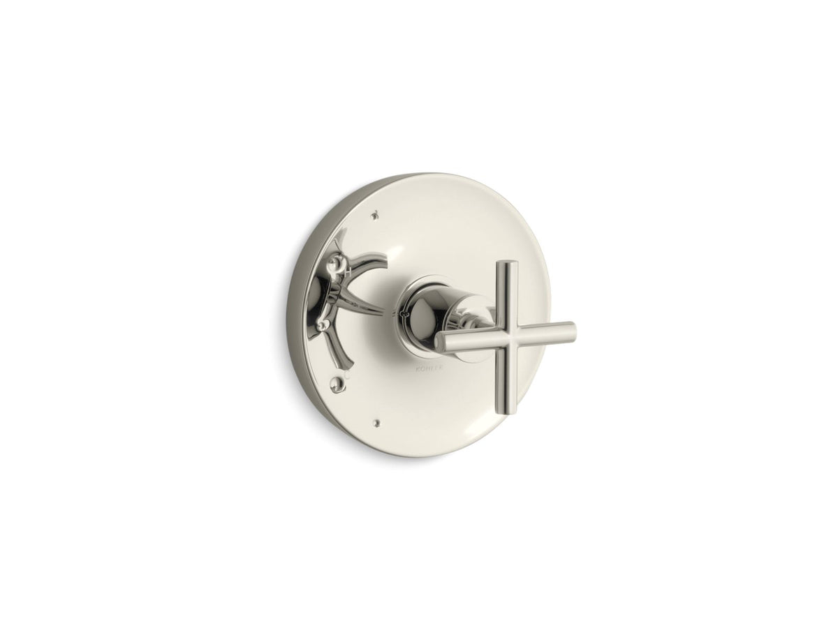 KOHLER K-TS14423-3-SN Purist Rite-Temp Valve Trim With Cross Handle - Vibrant Polished Nickel