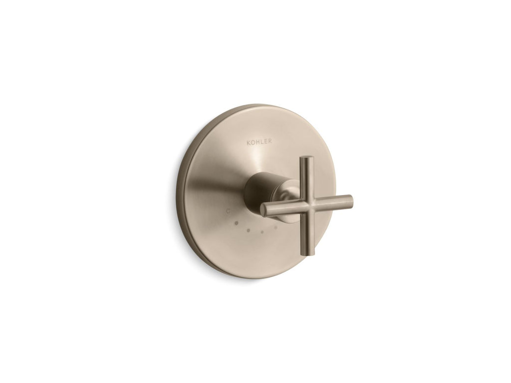 KOHLER K-T14488-3-BV Purist Mastershower Temperature Control Valve Trim With Cross Handle - Vibrant Brushed Bronze