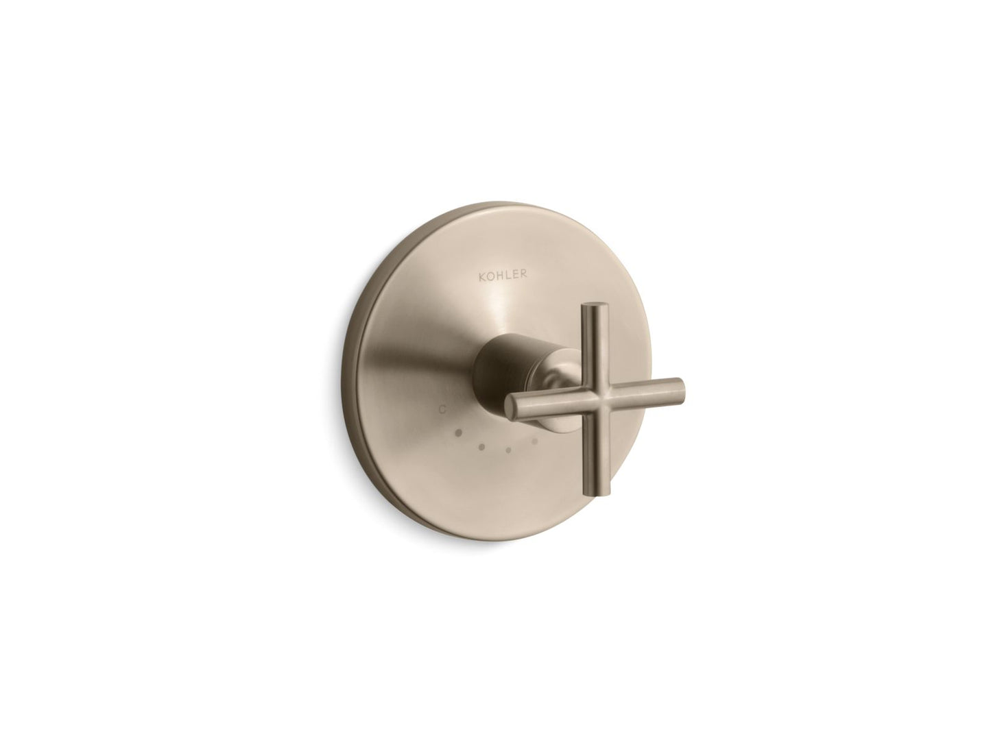 KOHLER K-T14488-3-BV Purist MasterShower temperature control valve trim with cross handle - Vibrant Brushed Bronze