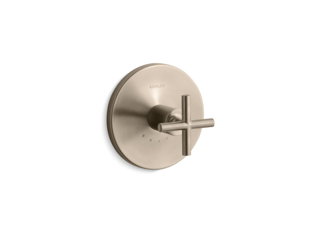 KOHLER K-T14488-3-BV Purist Mastershower Temperature Control Valve Trim With Cross Handle - Vibrant Brushed Bronze