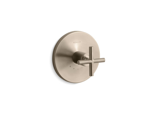KOHLER K-T14488-3-BV Purist MasterShower temperature control valve trim with cross handle - Vibrant Brushed Bronze