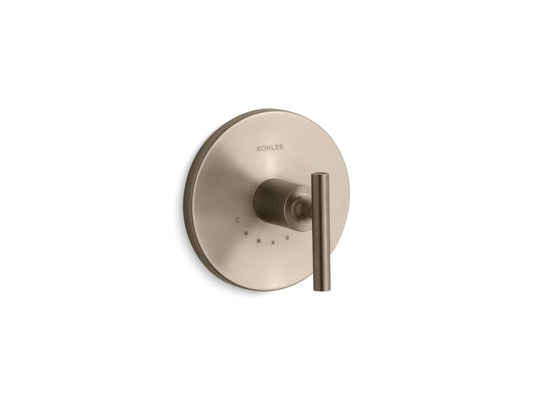 KOHLER K-T14488-4-BV Purist MasterShower temperature control valve trim with lever handle - Vibrant Brushed Bronze