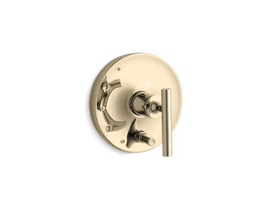 KOHLER K-T14501-4-AF Purist Rite-Temp Valve Trim With Push-Button Diverter And Lever Handle In Vibrant French Gold