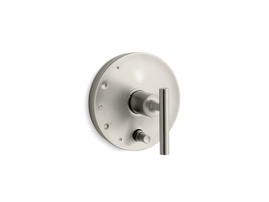 KOHLER K-T14501-4-BN Purist Rite-Temp Valve Trim With Push-Button Diverter And Lever Handle In Vibrant Brushed Nickel