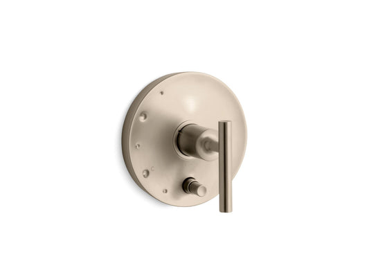 KOHLER K-T14501-4-BV Purist Rite-Temp valve trim with push-button diverter and lever handle - Vibrant Brushed Bronze