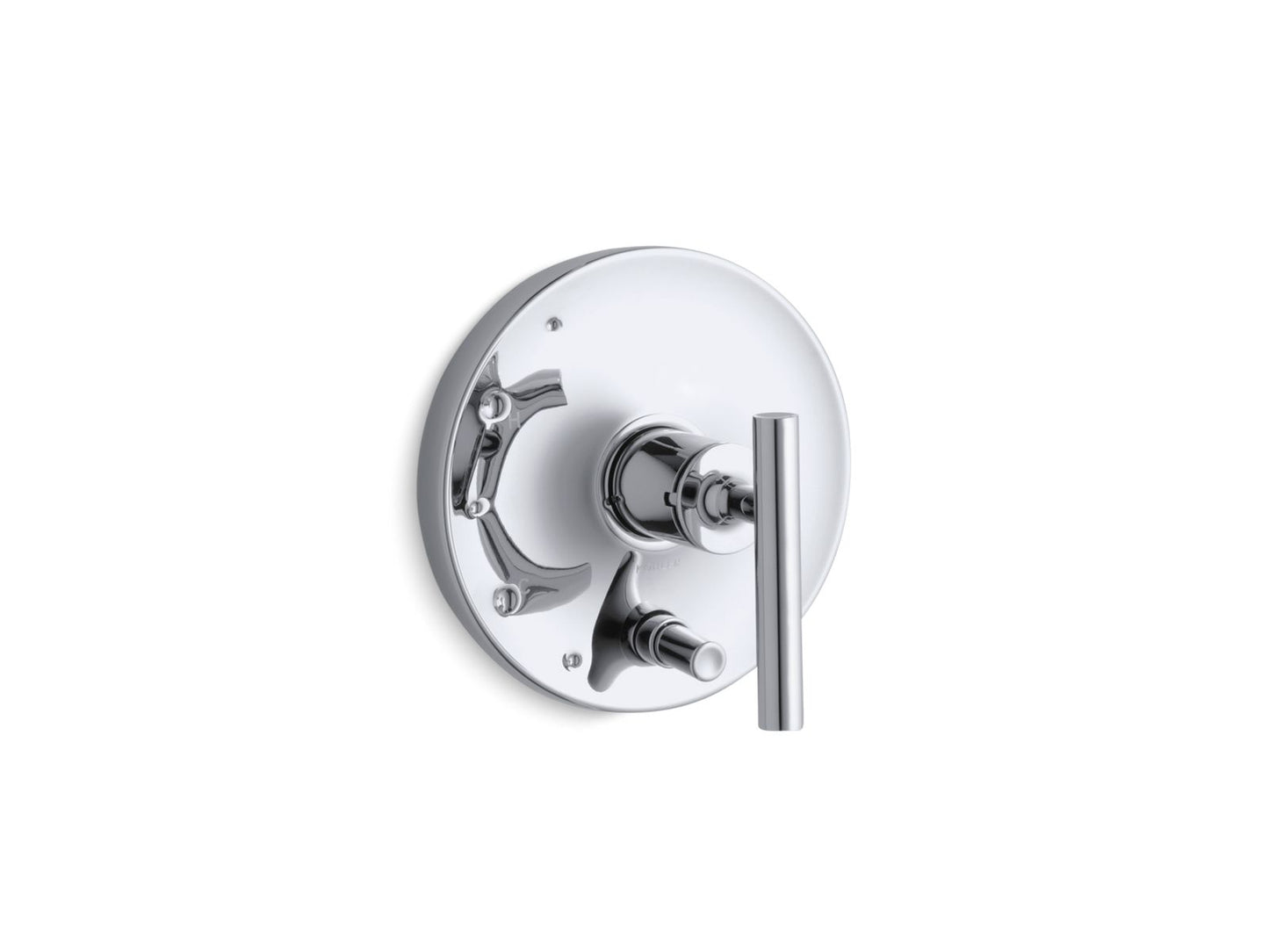 KOHLER K-T14501-4-CP Purist Rite-Temp Valve Trim With Push-Button Diverter And Lever Handle In Polished Chrome