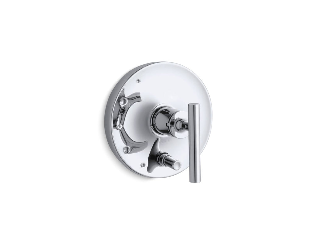 KOHLER K-T14501-4-2MB Purist Rite-Temp Valve Trim With Push-Button Diverter And Lever Handle - Vibrant Brushed Moderne Brass