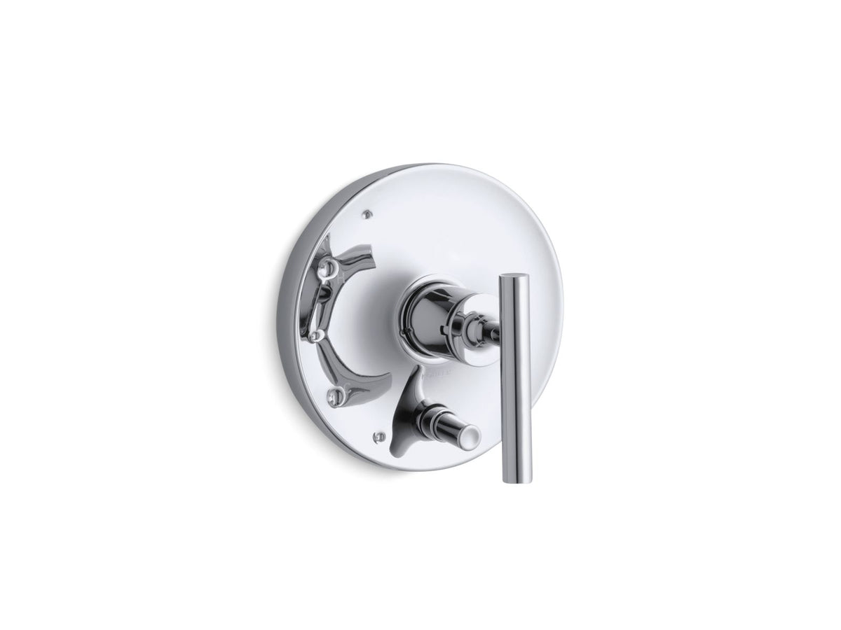 KOHLER K-T14501-4-2MB Purist Rite-Temp Valve Trim With Push-Button Diverter And Lever Handle - Vibrant Brushed Moderne Brass