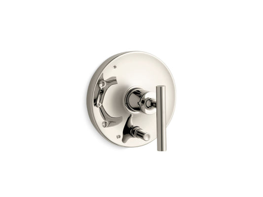 KOHLER K-T14501-4-SN Purist Rite-Temp Valve Trim With Push-Button Diverter And Lever Handle In Vibrant Polished Nickel