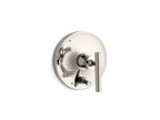 KOHLER K-T14501-4-SN Purist Rite-Temp Valve Trim With Push-Button Diverter And Lever Handle - Vibrant Polished Nickel