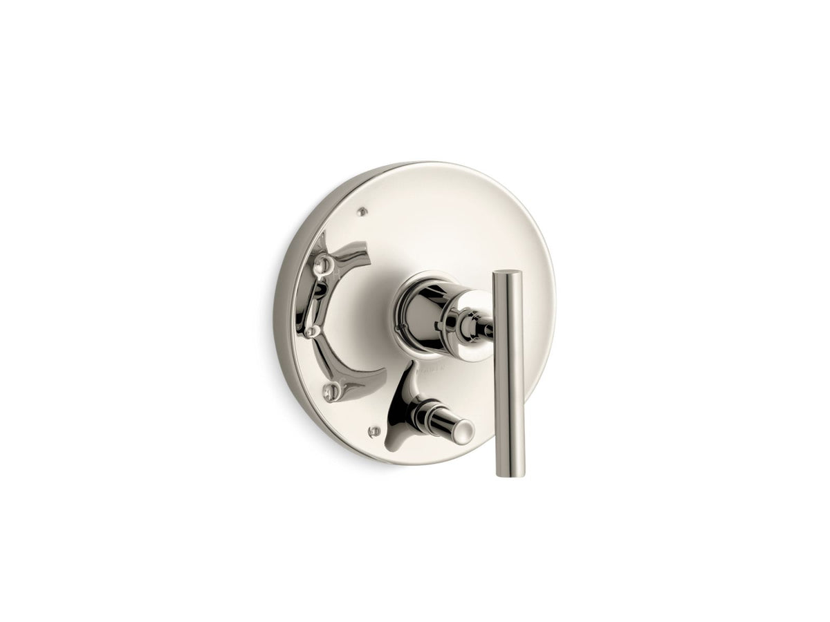 KOHLER K-T14501-4-SN Purist Rite-Temp Valve Trim With Push-Button Diverter And Lever Handle - Vibrant Polished Nickel