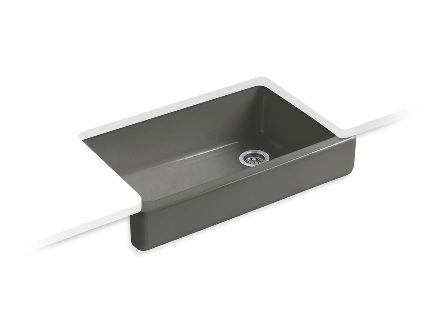 KOHLER K-6488-58 Whitehaven 35-1/2" Undermount Single-Bowl Farmhouse Kitchen Sink In Thunder Grey