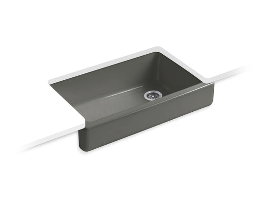 KOHLER K-6488-58 Whitehaven 35-1/2" Undermount Single-Bowl Farmhouse Kitchen Sink In Thunder Grey