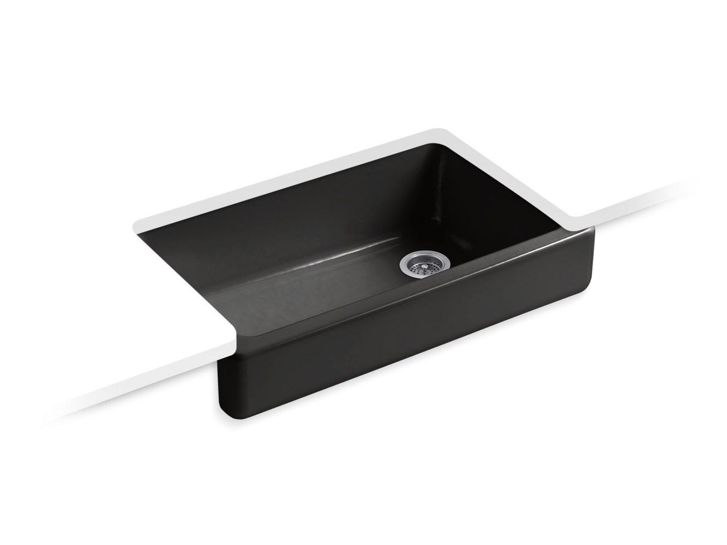 KOHLER K-6488-7 Whitehaven 35-1/2" Undermount Single-Bowl Farmhouse Kitchen Sink In Black Black