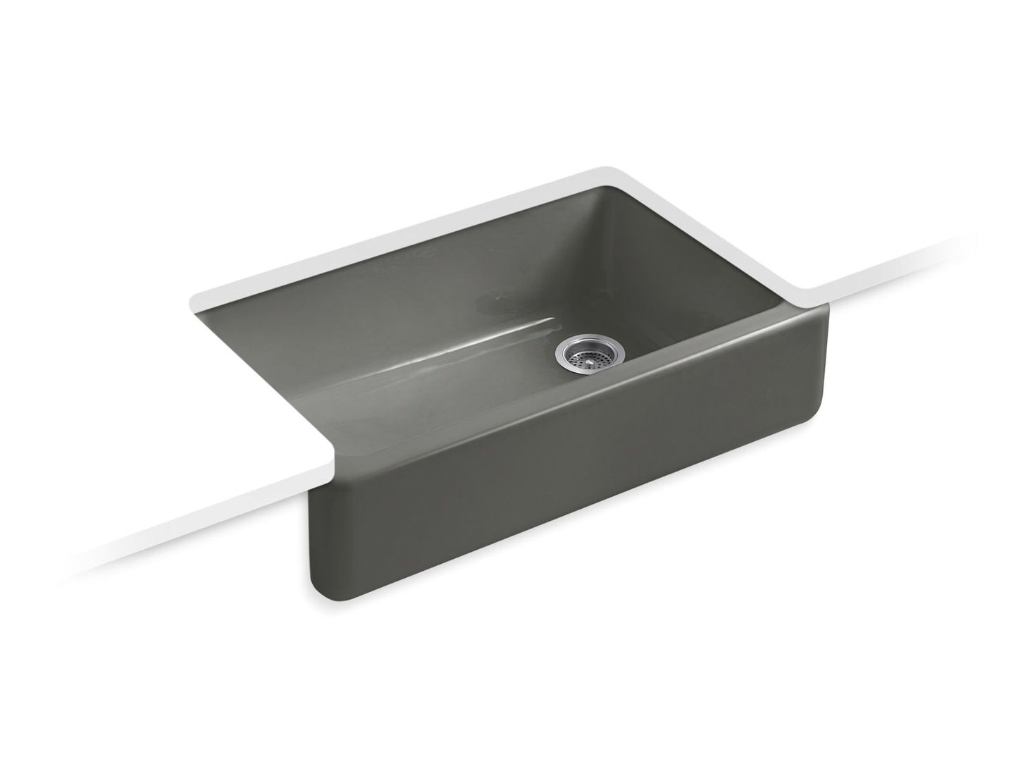 KOHLER K-6489-58 Whitehaven 35-3/4" Undermount Single-Bowl Farmhouse Kitchen Sink In Thunder Grey