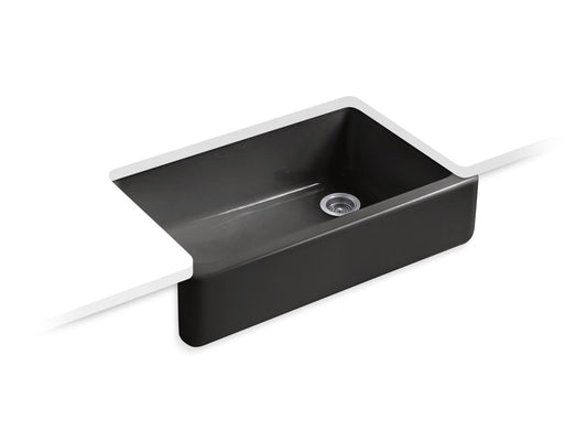 KOHLER K-6489-7 Whitehaven 35-3/4" Undermount Single-Bowl Farmhouse Kitchen Sink In Black Black