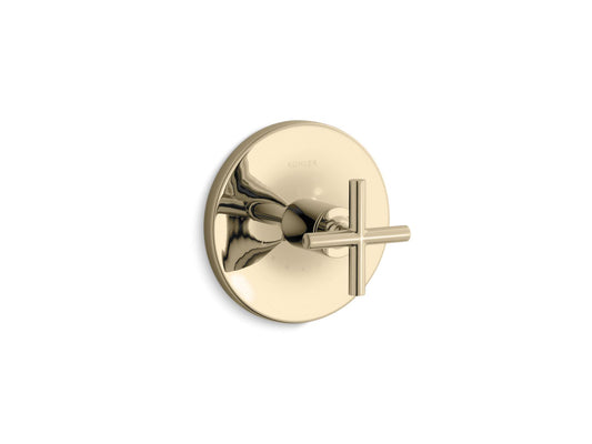 KOHLER K-T14488-3-AF Purist Mastershower Temperature Control Valve Trim With Cross Handle In Vibrant French Gold