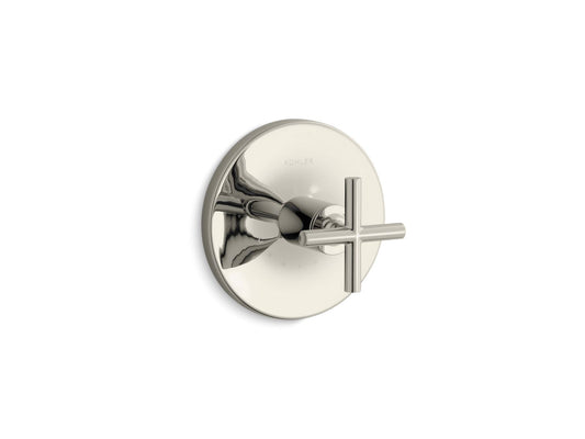 KOHLER K-T14488-3-SN Purist MasterShower temperature control valve trim with cross handle - Vibrant Polished Nickel