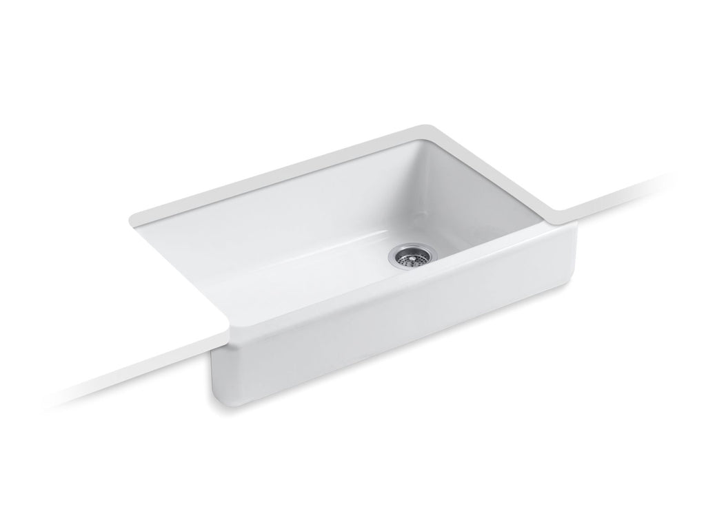 KOHLER K-6488-FF Whitehaven 35-1/2" Undermount Single-Bowl Farmhouse Kitchen Sink - Sea Salt