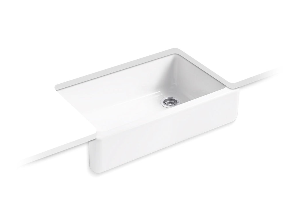 KOHLER K-6489-0 Whitehaven 35-3/4" Undermount Single-Bowl Farmhouse Kitchen Sink - White