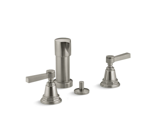 KOHLER K-13142-4A-BN Pinstripe Pure Vertical Spray Bidet Faucet With Lever Handles In Vibrant Brushed Nickel