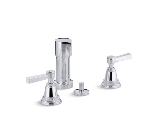 KOHLER K-13142-4A-CP Pinstripe Pure Vertical Spray Bidet Faucet With Lever Handles In Polished Chrome