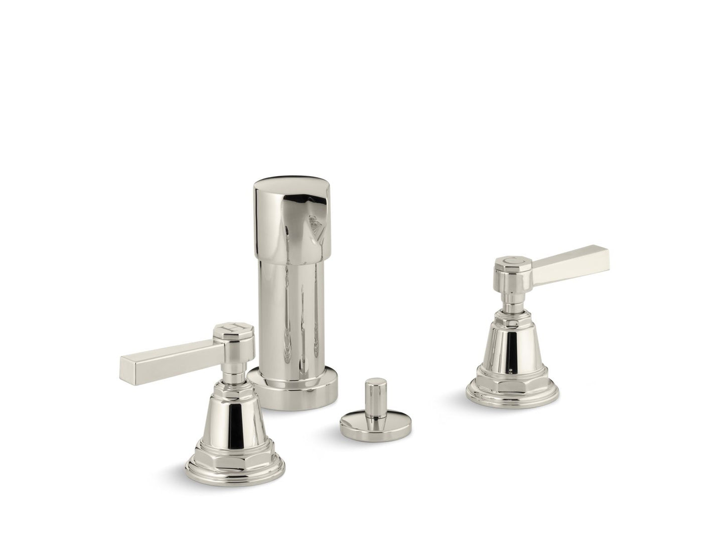 KOHLER K-13142-4A-SN Pinstripe Pure Vertical Spray Bidet Faucet With Lever Handles In Vibrant Polished Nickel