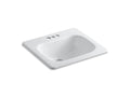 KOHLER K-2895-4-0 Tahoe 21" Rectangular Drop-In Bathroom Sink - White