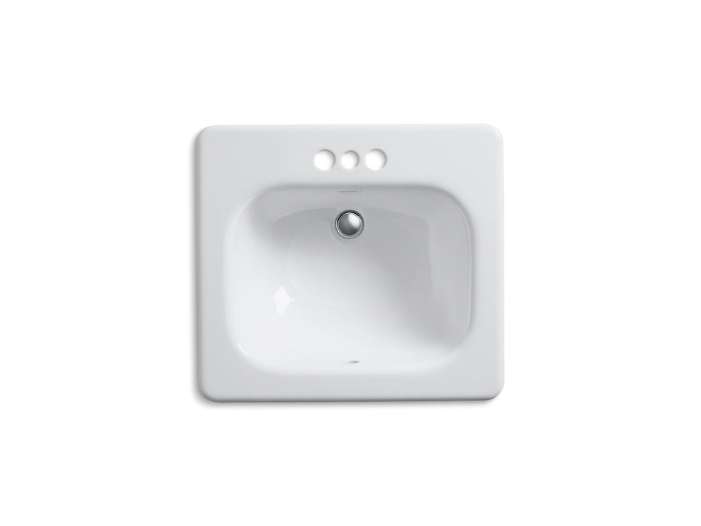 KOHLER K-2895-4-0 Tahoe 21" Rectangular Drop-In Bathroom Sink - White