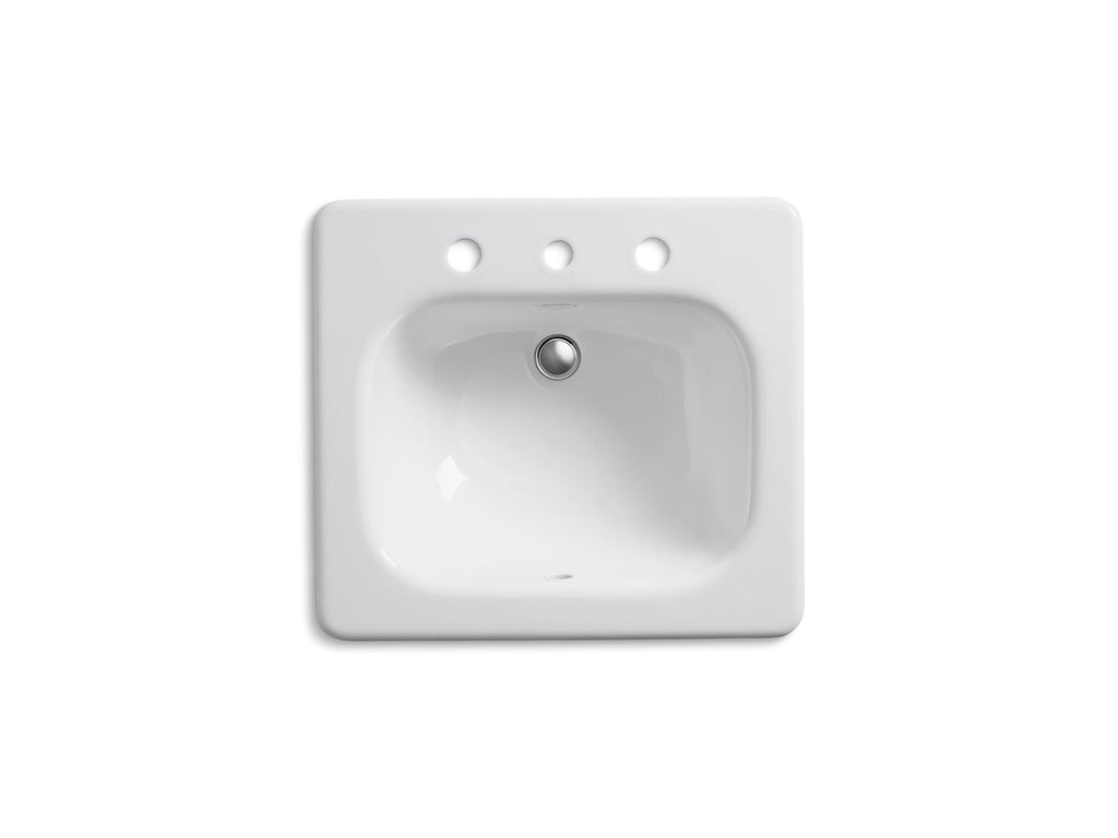 KOHLER K-2895-8-0 Tahoe 21" Rectangular Drop-In Bathroom Sink - White