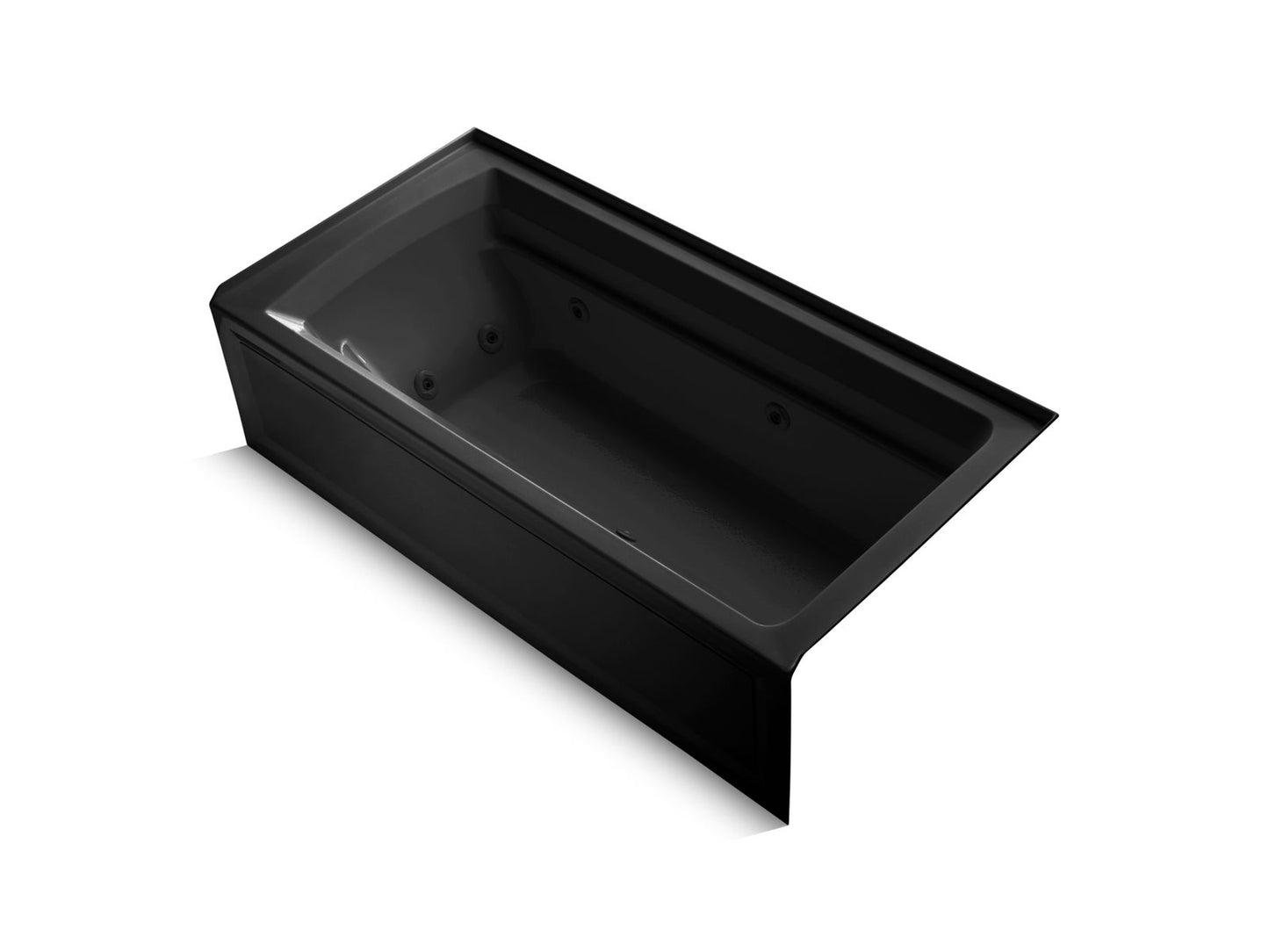 KOHLER K-1124-RA-7 Archer 72" X 36" Alcove Whirlpool Bath, Right Drain In Black Black