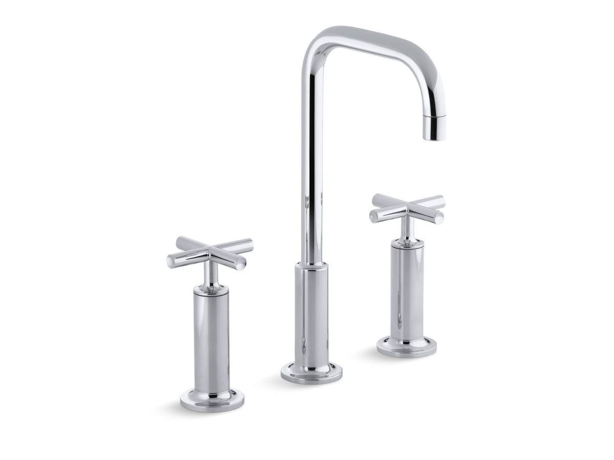 KOHLER K-14408-3-BN Purist Widespread Bathroom Sink Faucet With Cross Handles, 1.2 Gpm - Vibrant Brushed Nickel