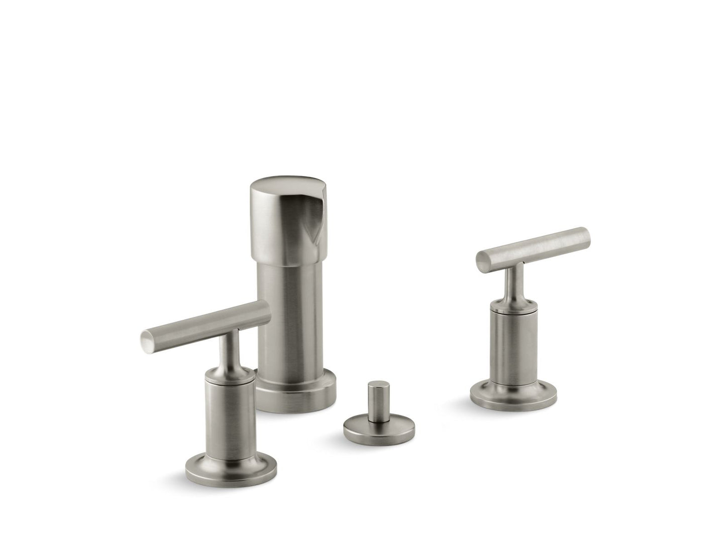 KOHLER K-14431-4-BN Purist Vertical Spray Bidet Faucet With Lever Handles In Vibrant Brushed Nickel