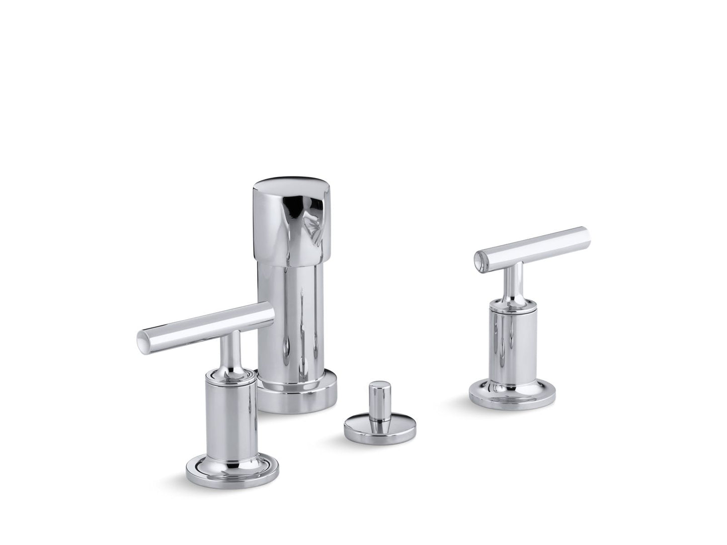 KOHLER K-14431-4-CP Purist Vertical Spray Bidet Faucet With Lever Handles In Polished Chrome