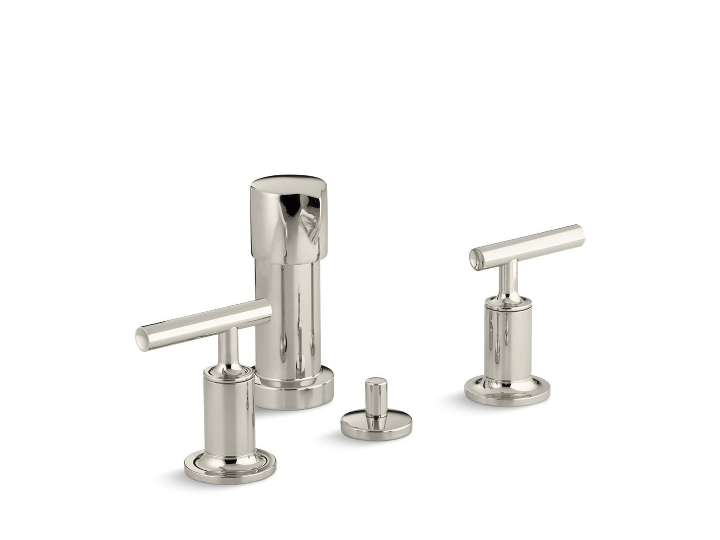 KOHLER K-14431-4-SN Purist Vertical Spray Bidet Faucet With Lever Handles In Vibrant Polished Nickel