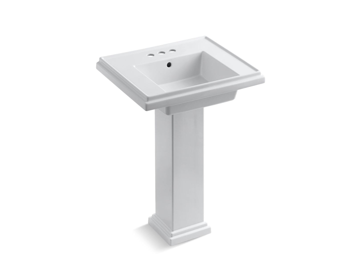 KOHLER K-2844-4-0 Tresham 24" Square Pedestal Bathroom Sink In White