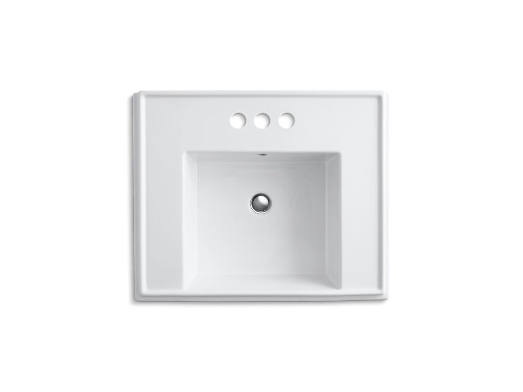 KOHLER K-2844-4-0 Tresham 24" Square Pedestal Bathroom Sink - White