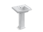 KOHLER K-2844-8-0 Tresham 24" Square Pedestal Bathroom Sink - White