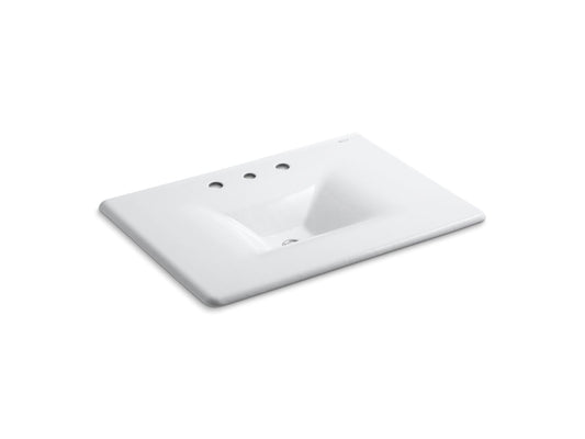 KOHLER K-3049-8-0 Iron/Impressions 31" Enameled Cast Iron Vanity Top With Integrated Rectangular Sink In White