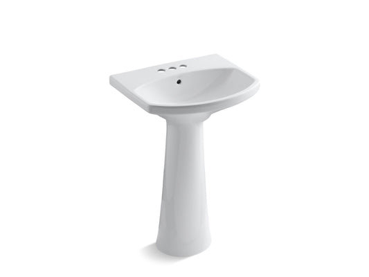 KOHLER K-2362-4-0 Cimarron 22-3/4" Rectangular Pedestal Bathroom Sink In White