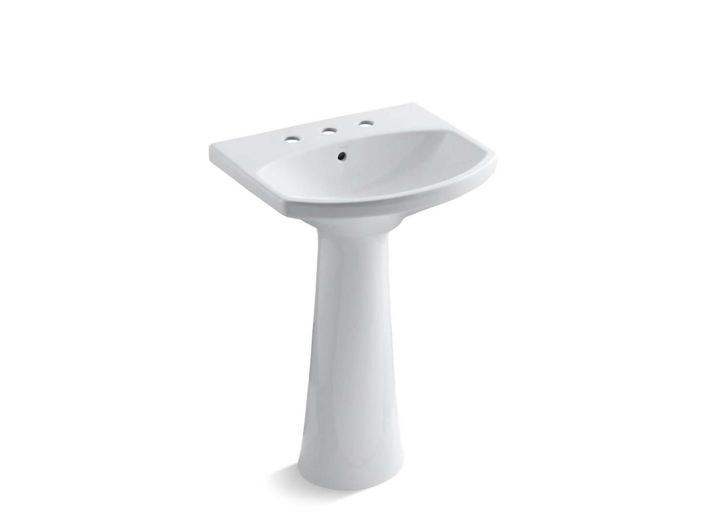 KOHLER K-2362-8-0 Cimarron 22-3/4" Rectangular Pedestal Bathroom Sink In White