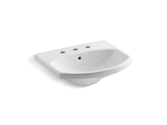 KOHLER K-2363-8-0 Cimarron 22-3/4" Rectangular Pedestal Bathroom Sink In White