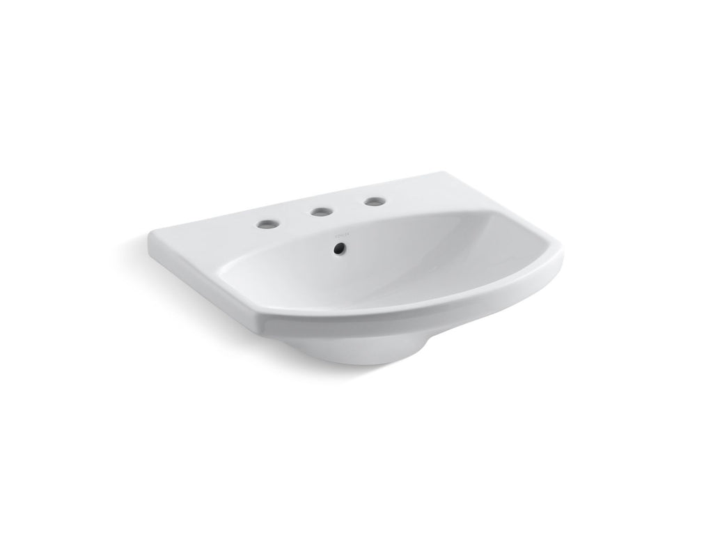 KOHLER K-2363-8-0 Cimarron 22-3/4" Rectangular Pedestal Bathroom Sink - White