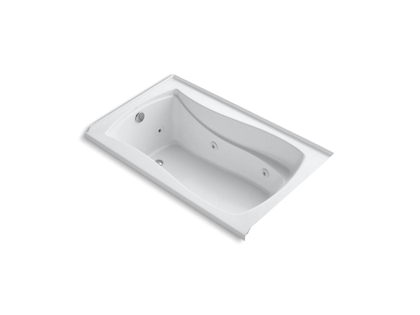 KOHLER K-1239-LH-0 Mariposa 60" X 36" Alcove Heated Whirlpool, Left Drain And Heater In White