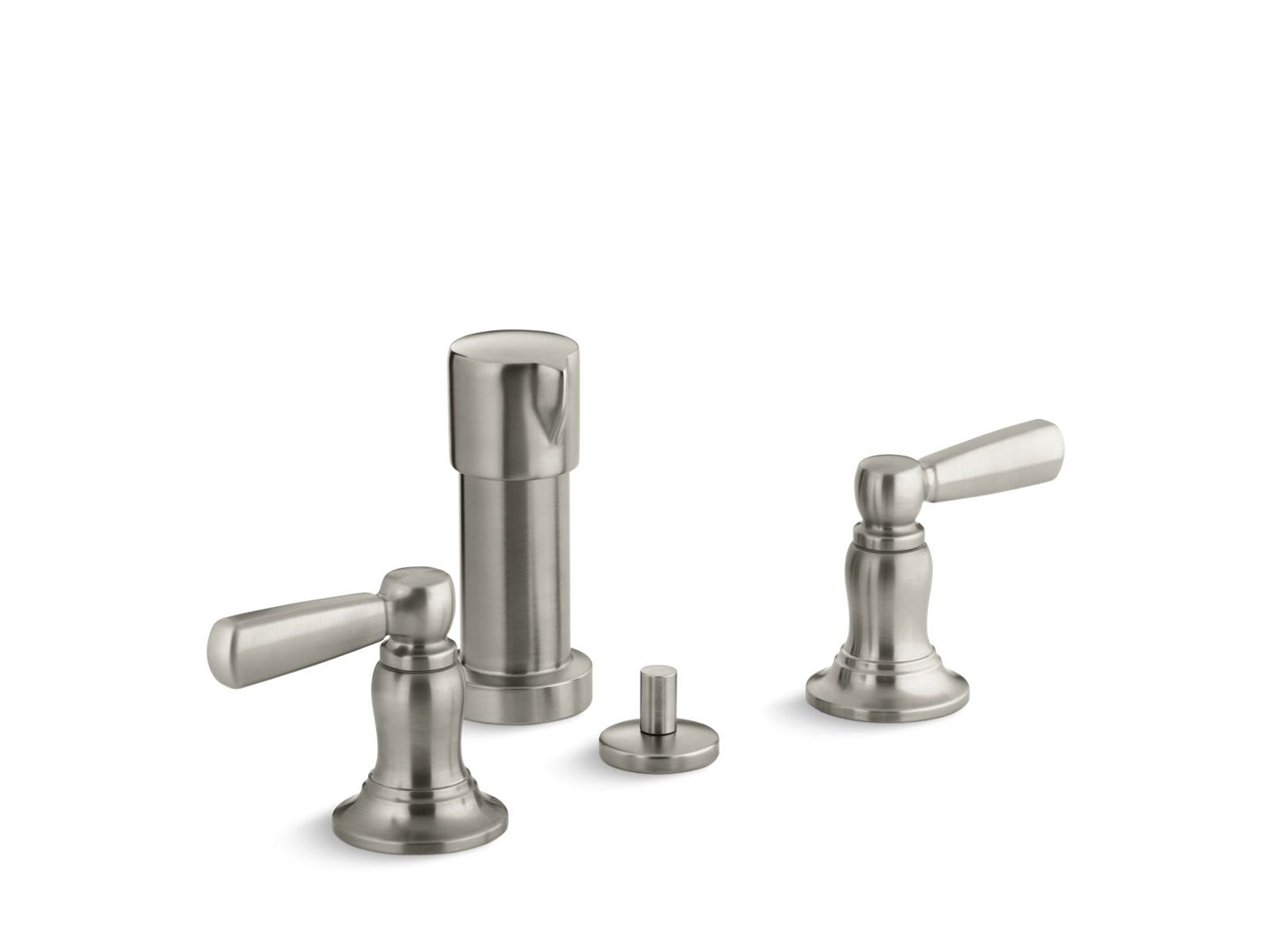 KOHLER K-10586-4-BN Bancroft Vertical Spray Bidet Faucet With Lever Handles In Vibrant Brushed Nickel