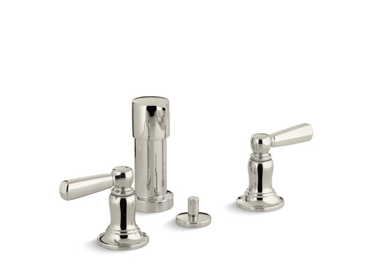 KOHLER K-10586-4-SN Bancroft Vertical Spray Bidet Faucet With Lever Handles In Vibrant Polished Nickel