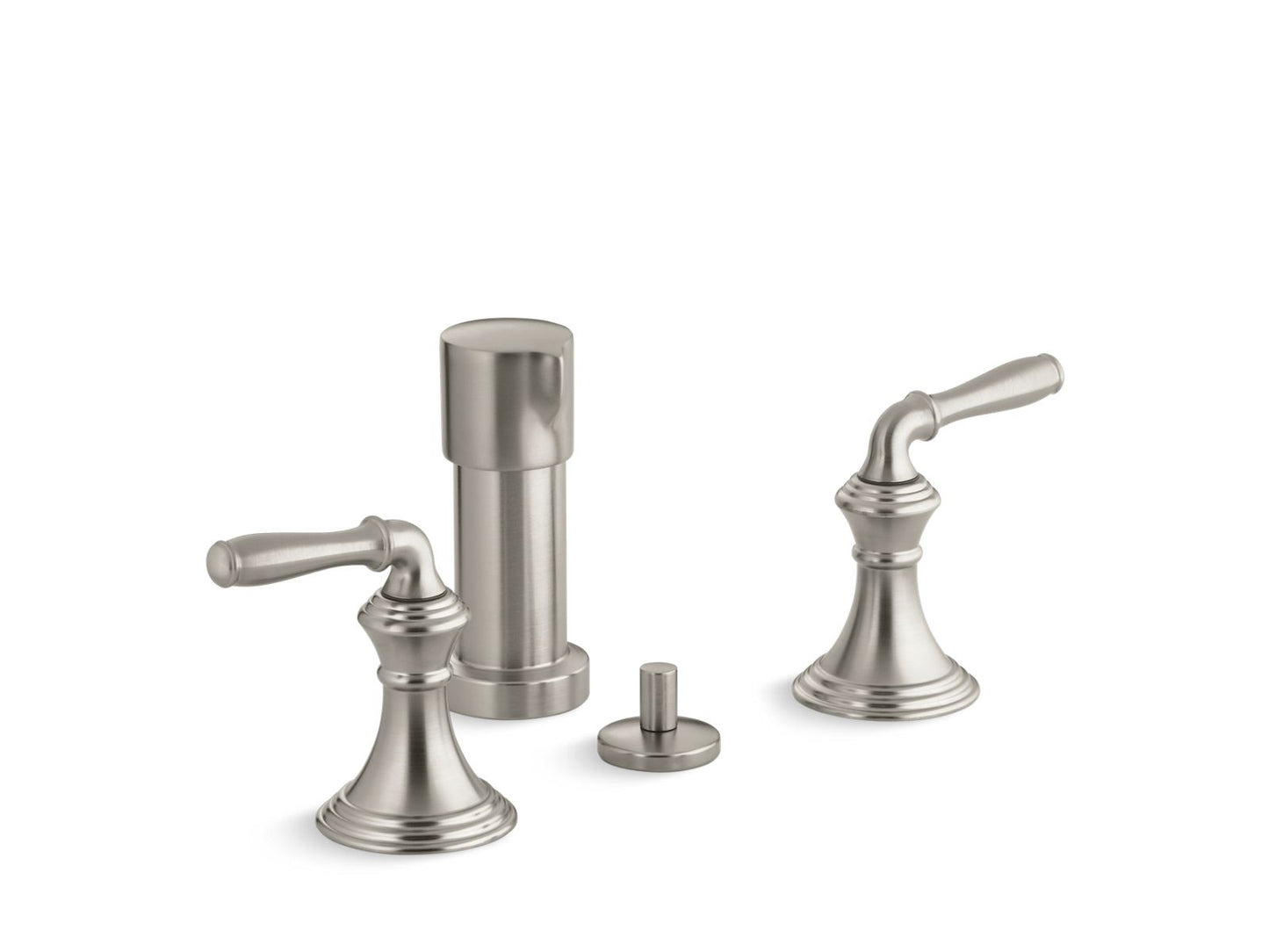 KOHLER K-412-4-BN Devonshire Vertical Spray Bidet Faucet With Lever Handles In Vibrant Brushed Nickel