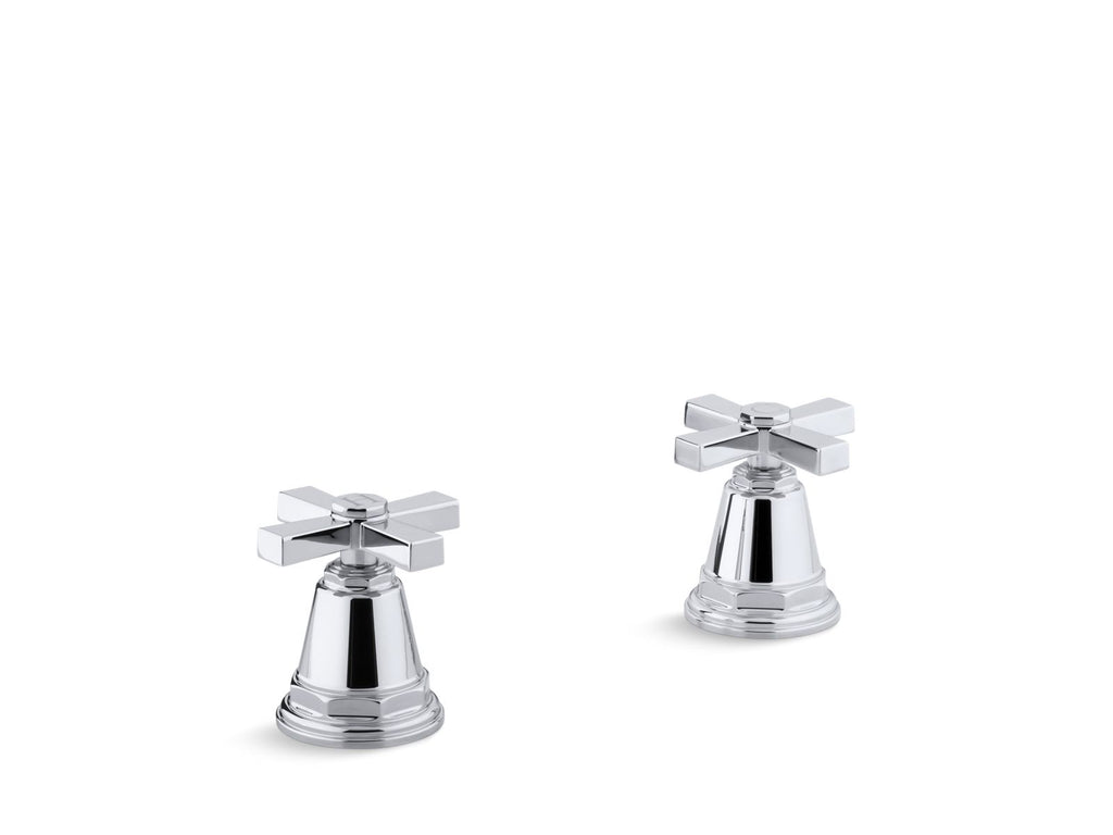 KOHLER K-T13141-3A-SN Pinstripe Pure Deck-Mount Bath Faucet Handle Trim With Cross Design - Vibrant Polished Nickel